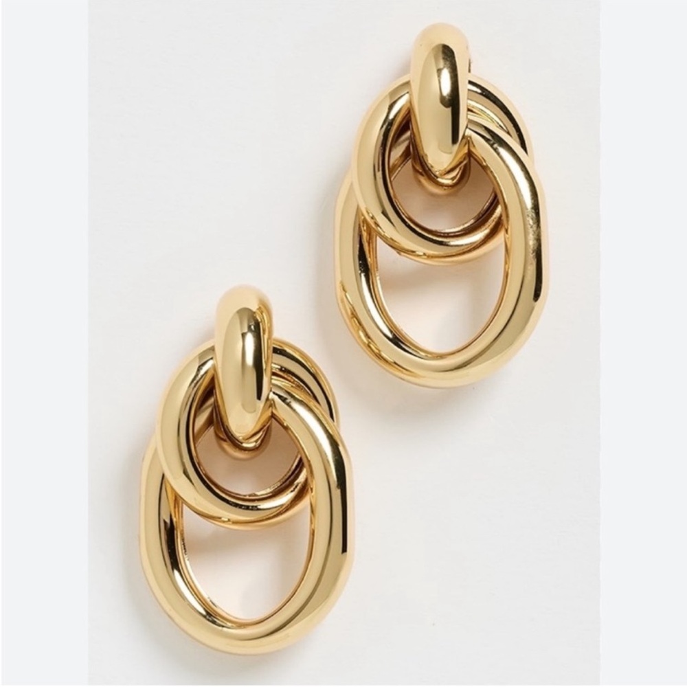 New! Door Knot Gold Loop Earrings NWOT